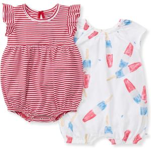 imageBurts Bees Baby babygirls Romper 100 Organic Cotton Onepiece Bubble Shortall and Layette Set Girl Outfit 2packRocket Pop 2pk