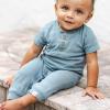 imageBurts Bees Baby Jumpsuit 100 Organic Cotton Onepiece Outfit Coverall With HatSmoke Blue