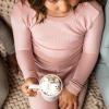 imageBurts Bees Baby Unisex Baby Honeysoft Pajamas Tee and Pant 2Piece PJ Set Soft Organic Cotton amp Lyocell BlendPersian Rose Thermal