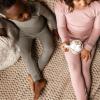imageBurts Bees Baby Unisex Baby Honeysoft Pajamas Tee and Pant 2Piece PJ Set Soft Organic Cotton amp Lyocell BlendTranquility Thermal