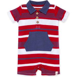 imageBurts Bees Baby Jumpsuit 100 Organic Cotton Onepiece Outfit Coverall With HatCherry Multi Stripe