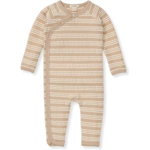 imageBurts Bees Baby Jumpsuit 100 Organic Cotton Onepiece Outfit Coverall With HatRaised Stripe Tan