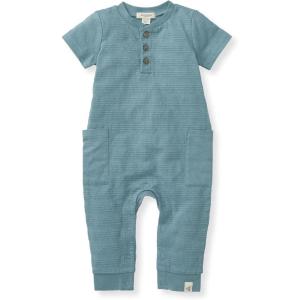 imageBurts Bees Baby Jumpsuit 100 Organic Cotton Onepiece Outfit Coverall With HatSmoke Blue