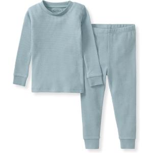 imageBurts Bees Baby Unisex Baby Honeysoft Pajamas Tee and Pant 2Piece PJ Set Soft Organic Cotton amp Lyocell BlendMountain Blue Thermal