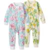 imageBurts Bees Baby Baby Girls Footless Sleepers 100 Organic Cotton Onepiece Pjs Zip Up Jumpsuit Snug Fit PajamasHibiscus  Lemon Tree
