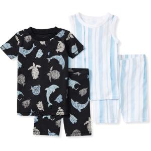 imageBurts Bees Baby Unisex Pajamas Short Sleeve Tee and Shorts 2Piece PJ Set 100 Organic CottonMosaic Sea Animals