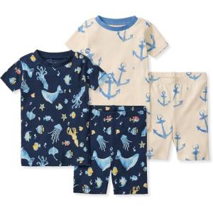 imageBurts Bees Baby Unisex Pajamas Short Sleeve Tee and Shorts 2Piece PJ Set 100 Organic CottonUnder the Sea  Anchors