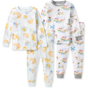 imageBurts Bees Baby Baby Boys Pajamas Tee and Pant 2Piece Pj Set 100 Organic CottonFrench Breakfast  Village 2pack