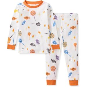 imageBurts Bees Baby Baby Boys Pajamas Tee and Pant 2Piece Pj Set 100 Organic CottonScary Sweets 1pack