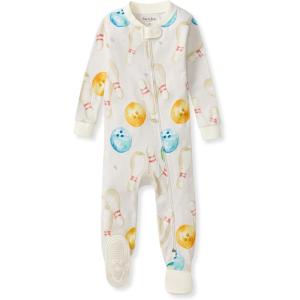 imageBurts Bees Baby Baby Girls Sleeper Pajamas 100 Organic Cotton Onepiece PJs Diagonal Zip Up Jumpsuit Snug Fit FootieLets Go Bowling