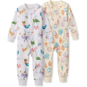 imageBurts Bees Baby Baby Girls Sleeper Pajamas 100 Organic Cotton Onepiece PJs Diagonal Zip Up Jumpsuit Snug Fit FootieSnorkeling Friends  Beachcomber
