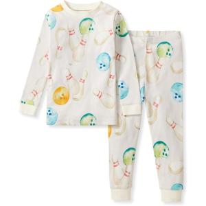 imageBurts Bees Baby Girls Pajamas 2Piece Long Sleeve Tee and Pants Organic Cotton PJ SetLets Go Bowling