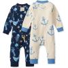 imageBurts Bees Baby Unisex Sleep and Play PJs 100 Organic Cotton OnePiece Zip Front Footless Loose Fit Footie PajamasUnder the Sea  Anchors