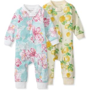 imageBurts Bees Baby Girls Organic Cotton Sleep and Play Footed PajamasHibiscus  Lemon Tree
