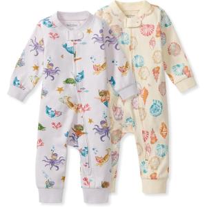 imageBurts Bees Baby Girls Organic Cotton Sleep and Play Footed PajamasSnorkeling Friends  Beachcomber