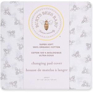 imageBurts Bees Baby Unisex Baby Gift Set  Crib Sheet Changing Pad Cover amp Burp Cloths 100 Organic Cotton Essentials BundleGrey Bees