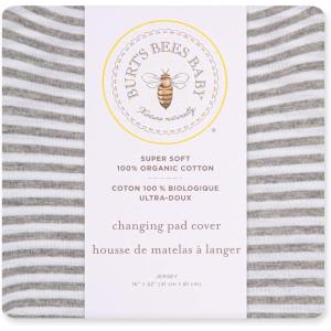 imageBurts Bees Baby Unisex Baby Gift Set  Crib Sheet Changing Pad Cover amp Burp Cloths 100 Organic Cotton Essentials BundleGrey Stripe