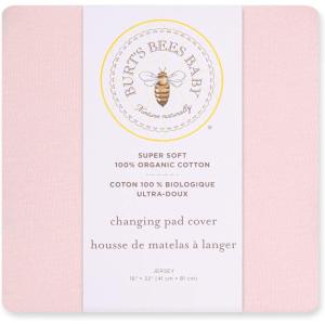 imageBurts Bees Baby Unisex Baby Gift Set  Crib Sheet Changing Pad Cover amp Burp Cloths 100 Organic Cotton Essentials BundlePink Solid