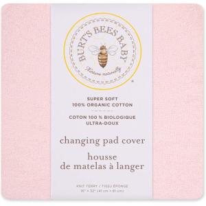 imageBurts Bees Baby Unisex Baby Gift Set  Crib Sheet Changing Pad Cover amp Burp Cloths 100 Organic Cotton Essentials BundlePink Terry