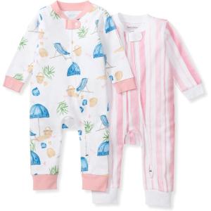 imageBurts Bees Baby Unisex Sleep and Play PJs 100 Organic Cotton OnePiece Zip Front Footless Loose Fit Footie PajamasSantorini Beach