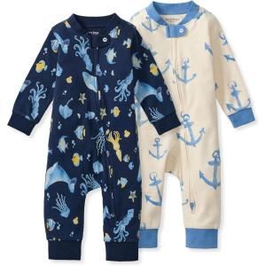 imageBurts Bees Baby Unisex Sleep and Play PJs 100 Organic Cotton OnePiece Zip Front Footless Loose Fit Footie PajamasUnder the Sea  Anchors