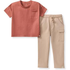 imageBurts Bees Baby babyboys Shirt and Pant Set Long Sleeve Top amp Bottom Outfit Bundle 100 Organic CottonCedar