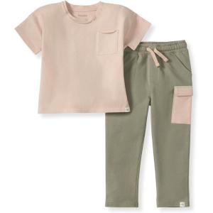 imageBurts Bees Baby babyboys Shirt and Pant Set Long Sleeve Top amp Bottom Outfit Bundle 100 Organic CottonSoft Mocha
