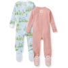 image:imageBurts Bees Baby Girls Sleeper Pajamas 100 Organic Cotton Onepiece PJs Diagonal Zip Up Jumpsuit Snug Fit FootieGreen Houses