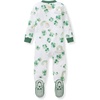 image:imageBurts Bees Baby Girls Sleeper Pajamas 100 Organic Cotton Onepiece PJs Diagonal Zip Up Jumpsuit Snug Fit FootieHappy Go Lucky