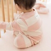 image:imageBurts Bees Baby Girls Sleeper Pajamas 100 Organic Cotton Onepiece PJs Diagonal Zip Up Jumpsuit Snug Fit FootiePink Sand Rugby Stripe