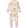 image:imageBurts Bees Baby Girls Sleeper Pajamas 100 Organic Cotton Onepiece PJs Diagonal Zip Up Jumpsuit Snug Fit FootieRose Garden  1pack