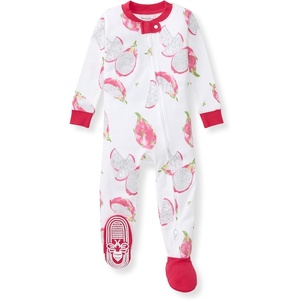 image:imageBurts Bees Baby Girls Sleeper Pajamas 100 Organic Cotton Onepiece PJs Diagonal Zip Up Jumpsuit Snug Fit FootieDragon Fruit