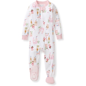 image:imageBurts Bees Baby Girls Sleeper Pajamas 100 Organic Cotton Onepiece PJs Diagonal Zip Up Jumpsuit Snug Fit FootieFairytale Castle