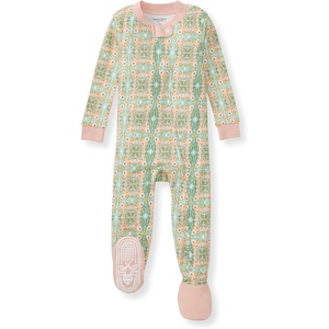 image:imageBurts Bees Baby Girls Sleeper Pajamas 100 Organic Cotton Onepiece PJs Diagonal Zip Up Jumpsuit Snug Fit FootieFloral Tile