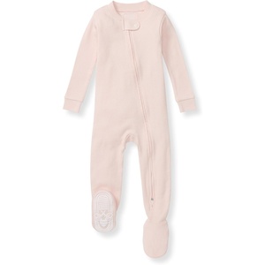 image:imageBurts Bees Baby Girls Sleeper Pajamas 100 Organic Cotton Onepiece PJs Diagonal Zip Up Jumpsuit Snug Fit FootiePink Solid Rib