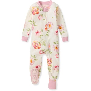 image:imageBurts Bees Baby Girls Sleeper Pajamas 100 Organic Cotton Onepiece PJs Diagonal Zip Up Jumpsuit Snug Fit FootieRose Garden  1pack
