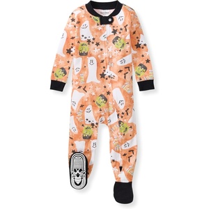 image:imageBurts Bees Baby Girls Sleeper Pajamas 100 Organic Cotton Onepiece PJs Diagonal Zip Up Jumpsuit Snug Fit FootieStarry Ghost