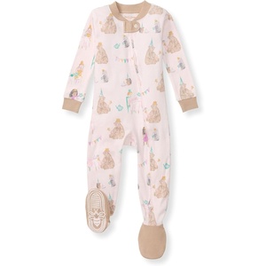 image:imageBurts Bees Baby Girls Sleeper Pajamas 100 Organic Cotton Onepiece PJs Diagonal Zip Up Jumpsuit Snug Fit FootieTea Time