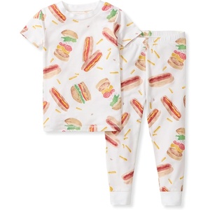 image:imageBurts Bees Baby UnisexBaby Honeysoft Lyocell Pajamas  Tee and Pant 2piece PJ Set Snug Fit PJs Sizes 12M12YHot Dogs  Hamburgers