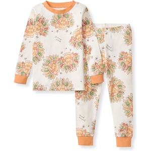 image:imageBurts Bees Baby Girls Pajamas 2Piece Tee amp Pant PJ Set 100 Organic Cotton Snug Fit Sizes 12 Months to 12 Years PJsVivid Turkey