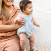 image:imageBurts Bees Baby Girls Bubble Romper 100 Organic Cotton Onepiece Shortall and Layette Girl OutfitBlue Dotted Muslin