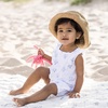 image:imageBurts Bees Baby Girls Bubble Romper 100 Organic Cotton Onepiece Shortall and Layette Girl OutfitCoral