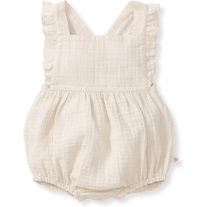 image:imageBurts Bees Baby Girls Bubble Romper 100 Organic Cotton Onepiece Shortall and Layette Girl OutfitRain Cloud Muslin