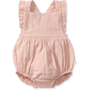 image:imageBurts Bees Baby Girls Bubble Romper 100 Organic Cotton Onepiece Shortall and Layette Girl OutfitRose Check Gauze