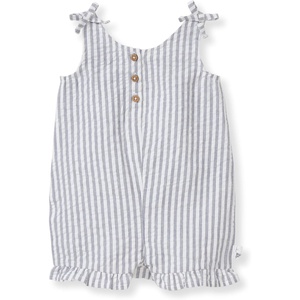 image:imageBurts Bees Baby Girls Bubble Romper 100 Organic Cotton Onepiece Shortall and Layette Girl OutfitStriped Seersucker