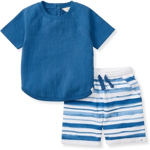 image:imageBurts Bees Baby Boys Shirt and Pant Set Top amp Shorts Outfit Bundle 100 Organic CottonWatercolor Stripes