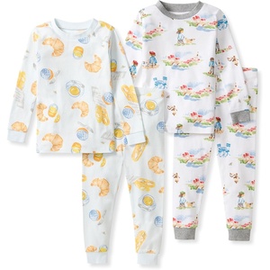 image:imageBurts Bees Baby Organic Cotton Pajamas for Boys 100 Cotton Pajama Set for Toddlers and Kids Soft and Stretchable FabricFrench Breakfast  Village 2pack