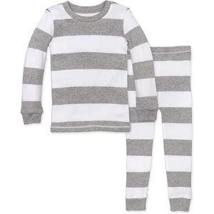 image:imageBurts Bees Baby Organic Cotton Pajamas for Boys 100 Cotton Pajama Set for Toddlers and Kids Soft and Stretchable FabricHeather Grey Rugby Stripe