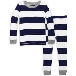 image:imageBurts Bees Baby Organic Cotton Pajamas for Boys 100 Cotton Pajama Set for Toddlers and Kids Soft and Stretchable FabricMidnight Rugby Stripe