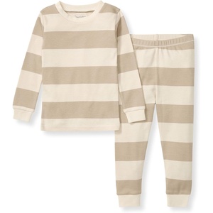 image:imageBurts Bees Baby Organic Cotton Pajamas for Boys 100 Cotton Pajama Set for Toddlers and Kids Soft and Stretchable FabricOat Rugby Stripe